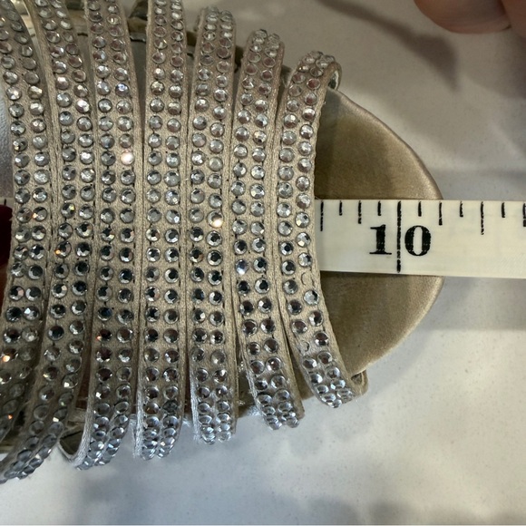 Lauren Ralph Lauren Silver Rhinestone Stilettos Slingback Women 8.5 Shoe Read - Picture 13 of 16